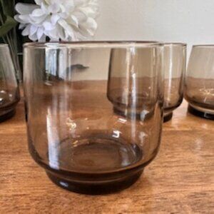 Vintage Dominion Lowball Glasses Smokey‎ Grey Brown Tint – Set of 5